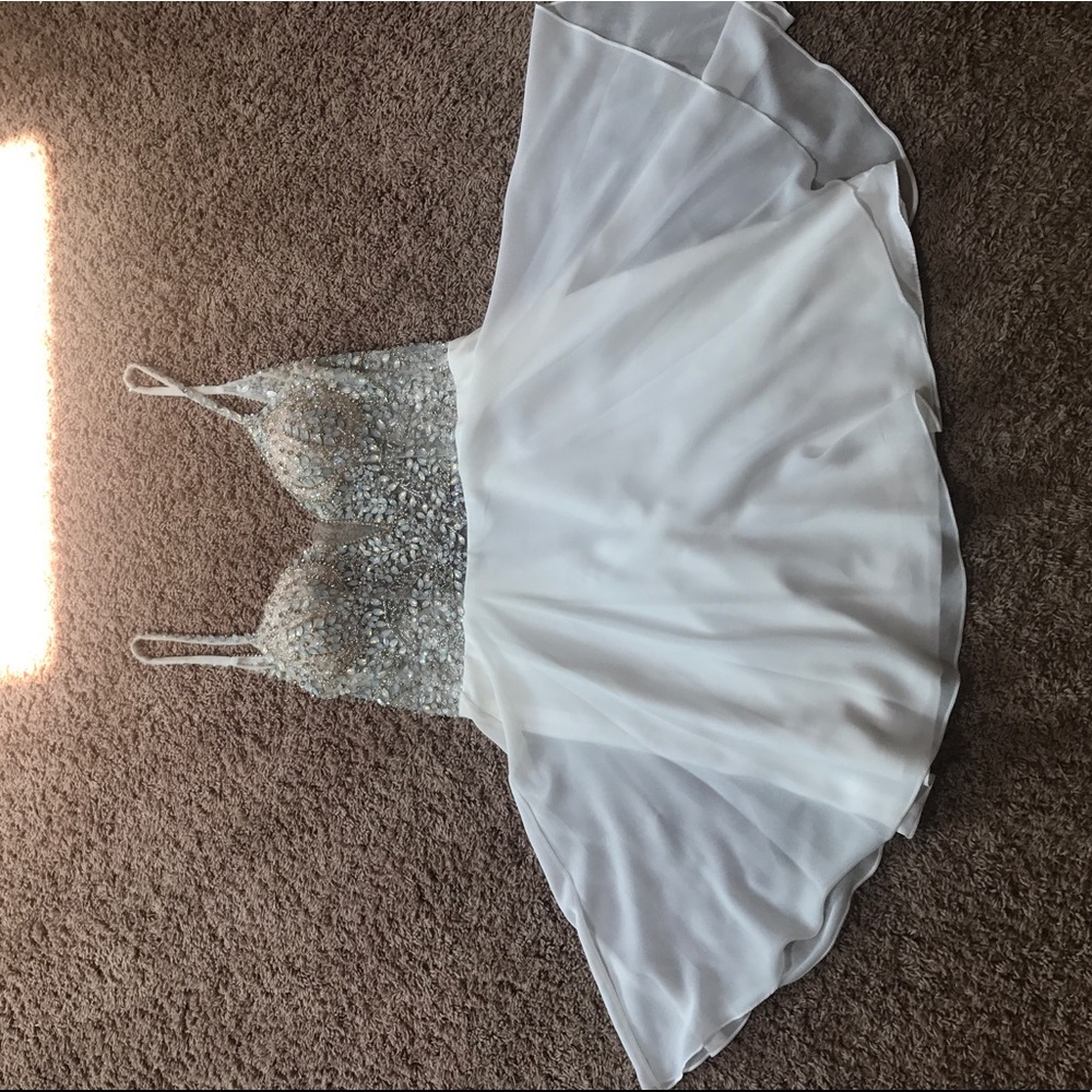 Jovani White short prom/ pageant gown